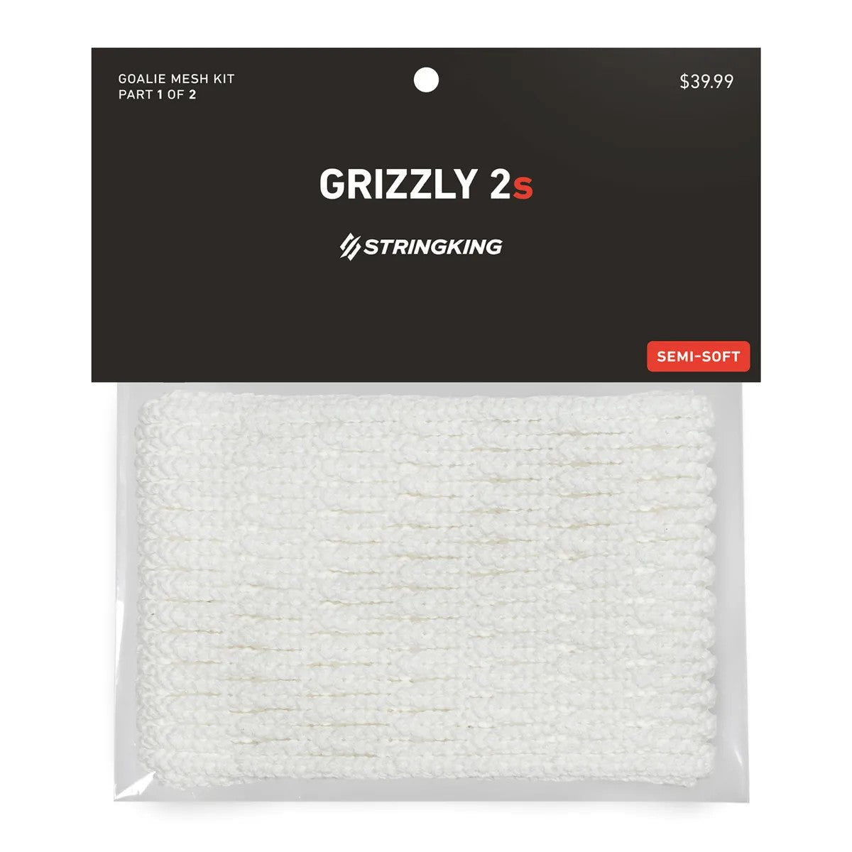 StringKing Mark 2G Goalie Lacrosse Head Strung With Grizzly Mesh - Ultra Stiff Lightweight Design