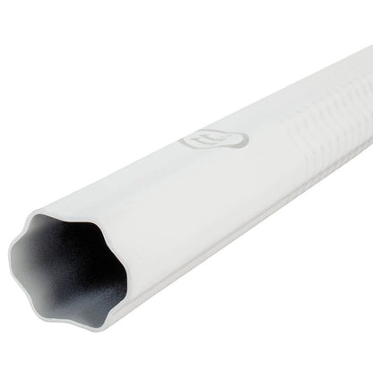 Warrior Alchemy attack lacrosse shaft in white - matte finish close-up