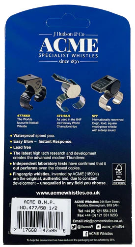 ACME Thunderer Finger Grip Metal Whistle Nickel-Plated (477/58.5) Large