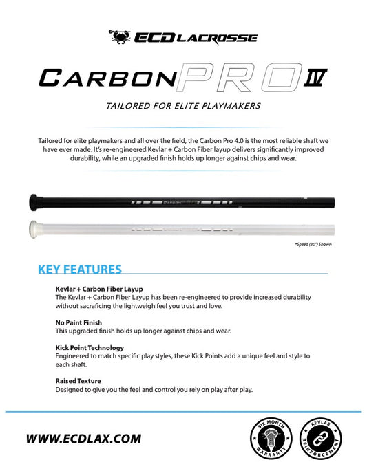 ECD Carbon Pro 4.0 Goalie Lacrosse Shaft - 36 in