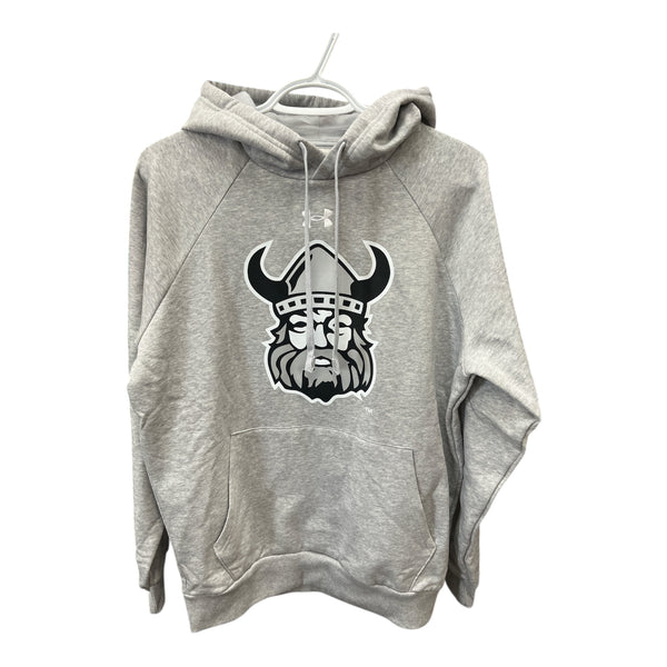 Alt Tag:
Orangeville Northmen Under Armour All Day Fleece pullover hoodie in heather grey with classic Viking logo
