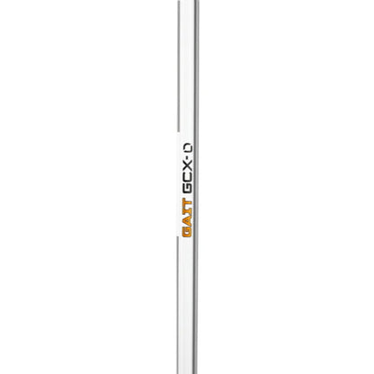 Close-up of Gait GCX-D carbon defense shaft logo and graphics in white