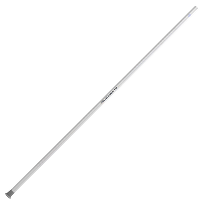 Warrior Alchemy STZ defense lacrosse shaft in white - detail view of Control Die Shape and SLIDEGRIP texture