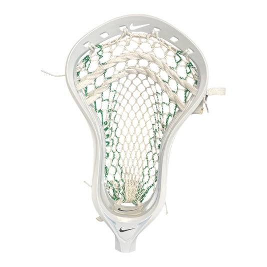 Nike L4 Lacrosse Head – White | Pre-Strung with ECD Hero 4.0 Semi-Soft Kelly Green Storm Striker Mesh