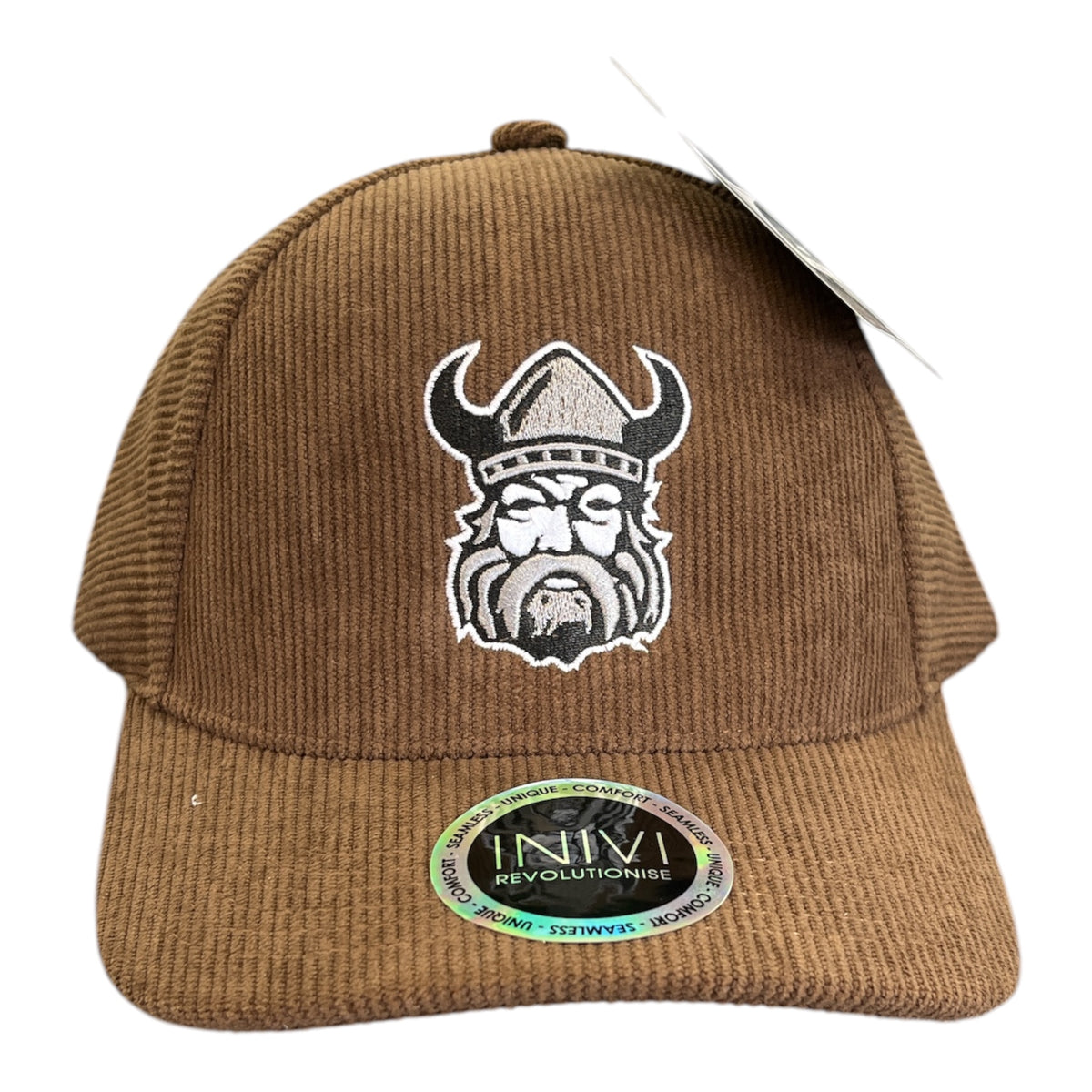 Orangeville Northmen Corduroy Hat | Viking Logo | Black, Brown & Grey – side view – Sanderson Lacrosse