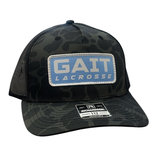 Gait Lacrosse Richardson 112 Trucker Hat - Black Multicam/Blue
