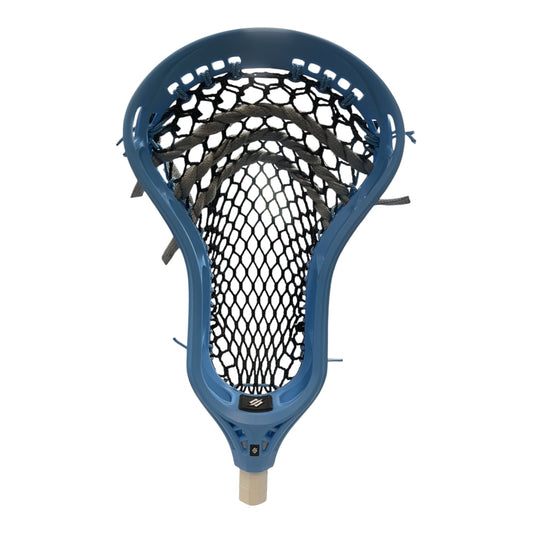 StringKing Mark 3V Lacrosse Head in Carolina Blue, custom strung with grey Type 4X mesh