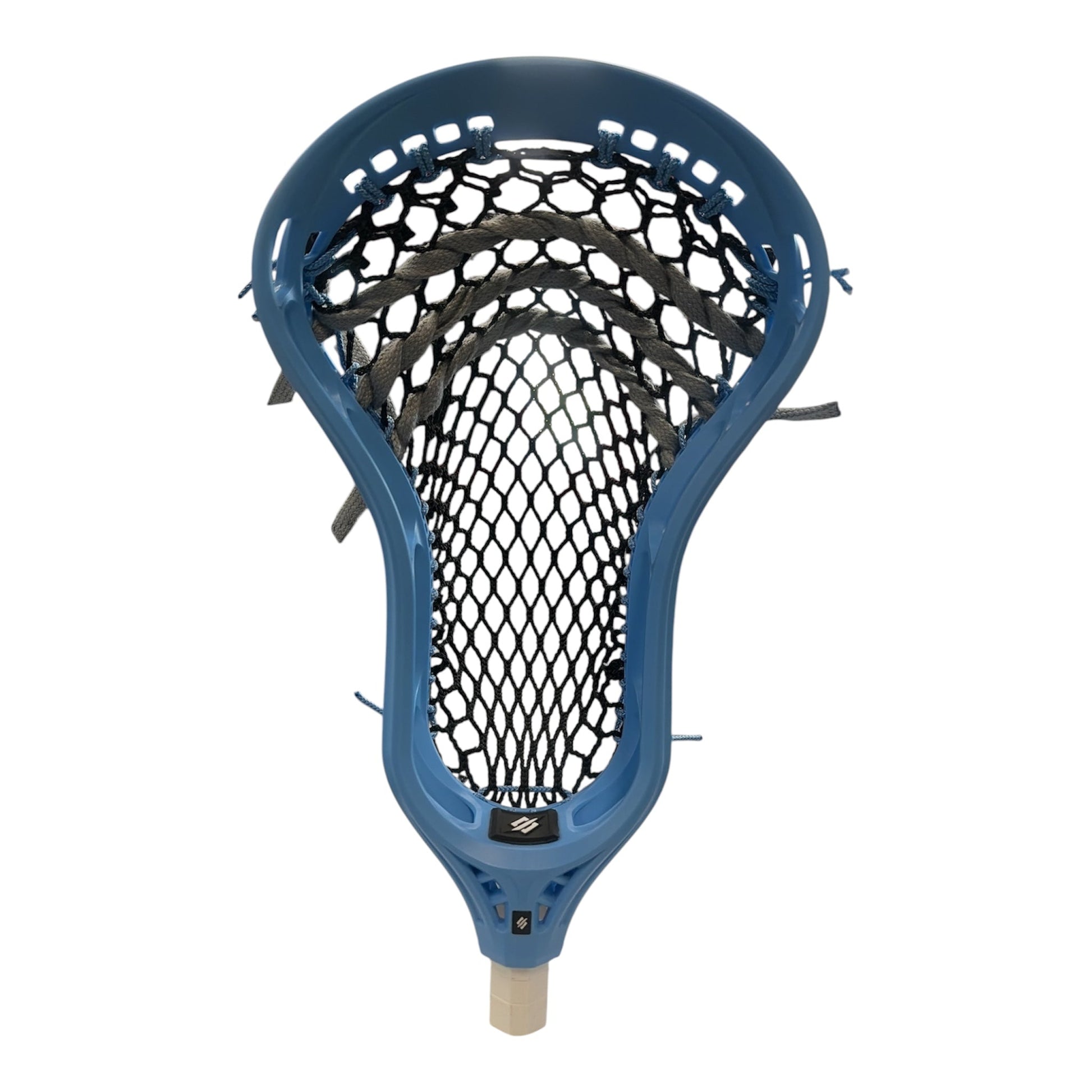 StringKing Mark 3V Lacrosse Head in Carolina Blue, custom strung with grey Type 4X mesh