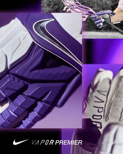 Nike Vapor Premier Lacrosse Gloves – Philadelphia Waterdogs – PLL Limited Edition Colourway – Purple/White