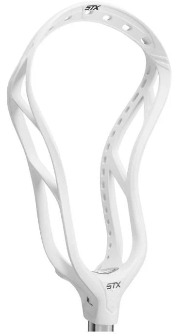 STX Stallion 1K lacrosse head in white – angled side view