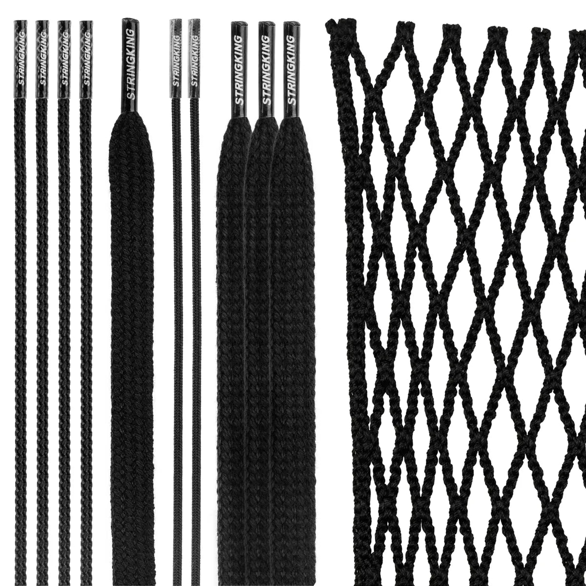 StringKing Grizzly 2X Goalie Mesh Kit - Black - Flat with Strings