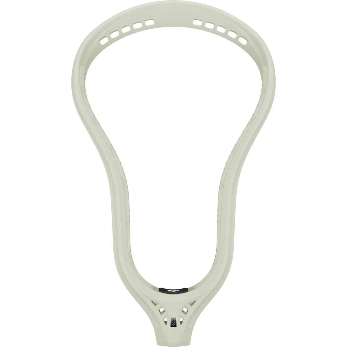 The StringKing Mark 3D Lacrosse Head by StringKing is shown unstrung and white, featuring elite stiffness and multiple stringing holes around the edge, set against a plain white background.