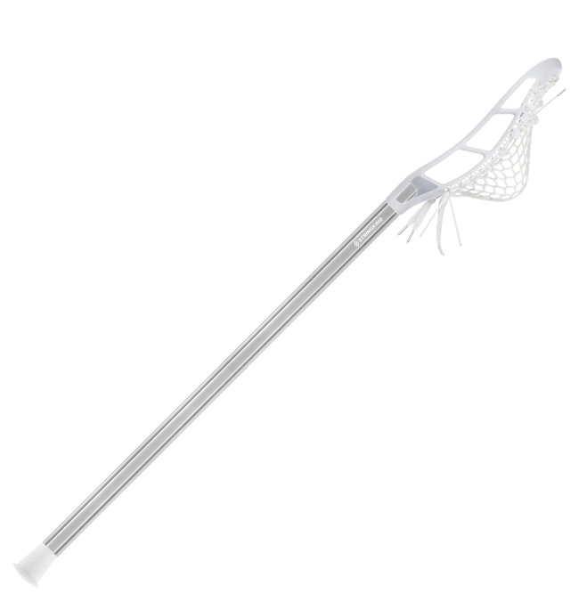 White lacrosse stick on a white background