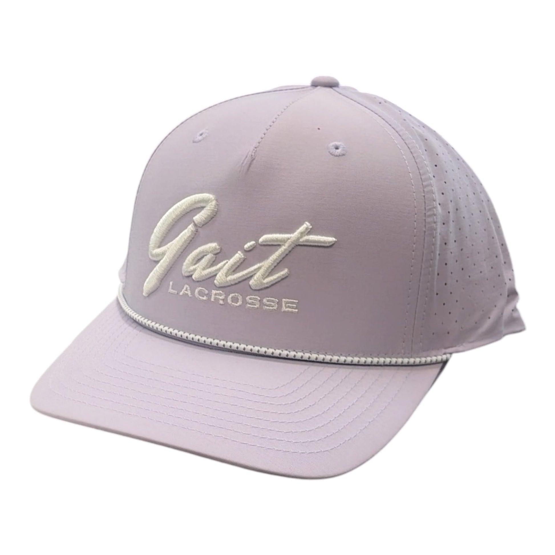 Gait Lacrosse Hat Lavender – perforated performance cap with script embroidery and rope brim – Sanderson Lacrosse