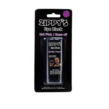 Zippy's Eye Black Applicator by Zippy's comes in hot pink to reduce glare. The black package features white and pink text plus an image of two people wearing the lacrosse eye black under their eyes.