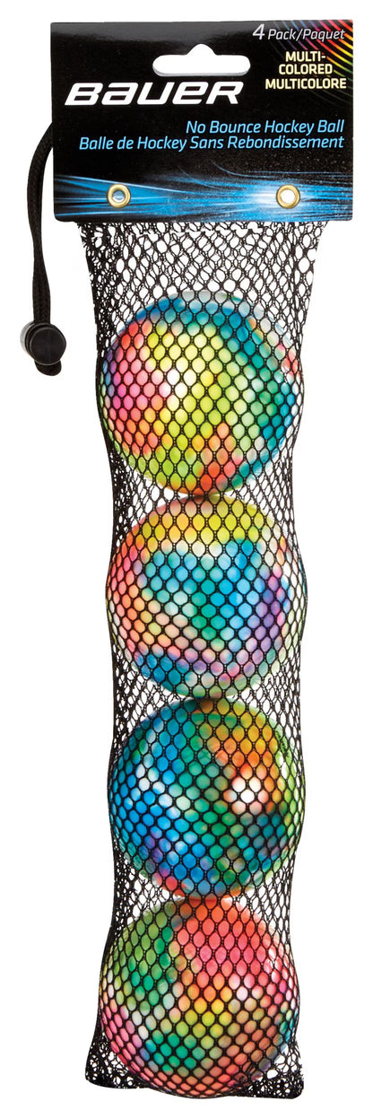 Bauer Hockey Ball Multicoloured – 4-pack showing all colours in case – Sanderson Lacrosse