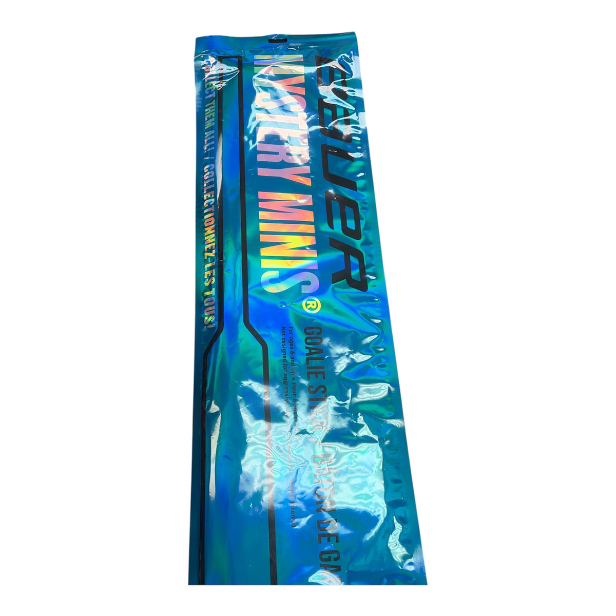 Bauer Mystery Minis 2026 goalie stick in its sealed blue holographic bag – Sanderson Lacrosse