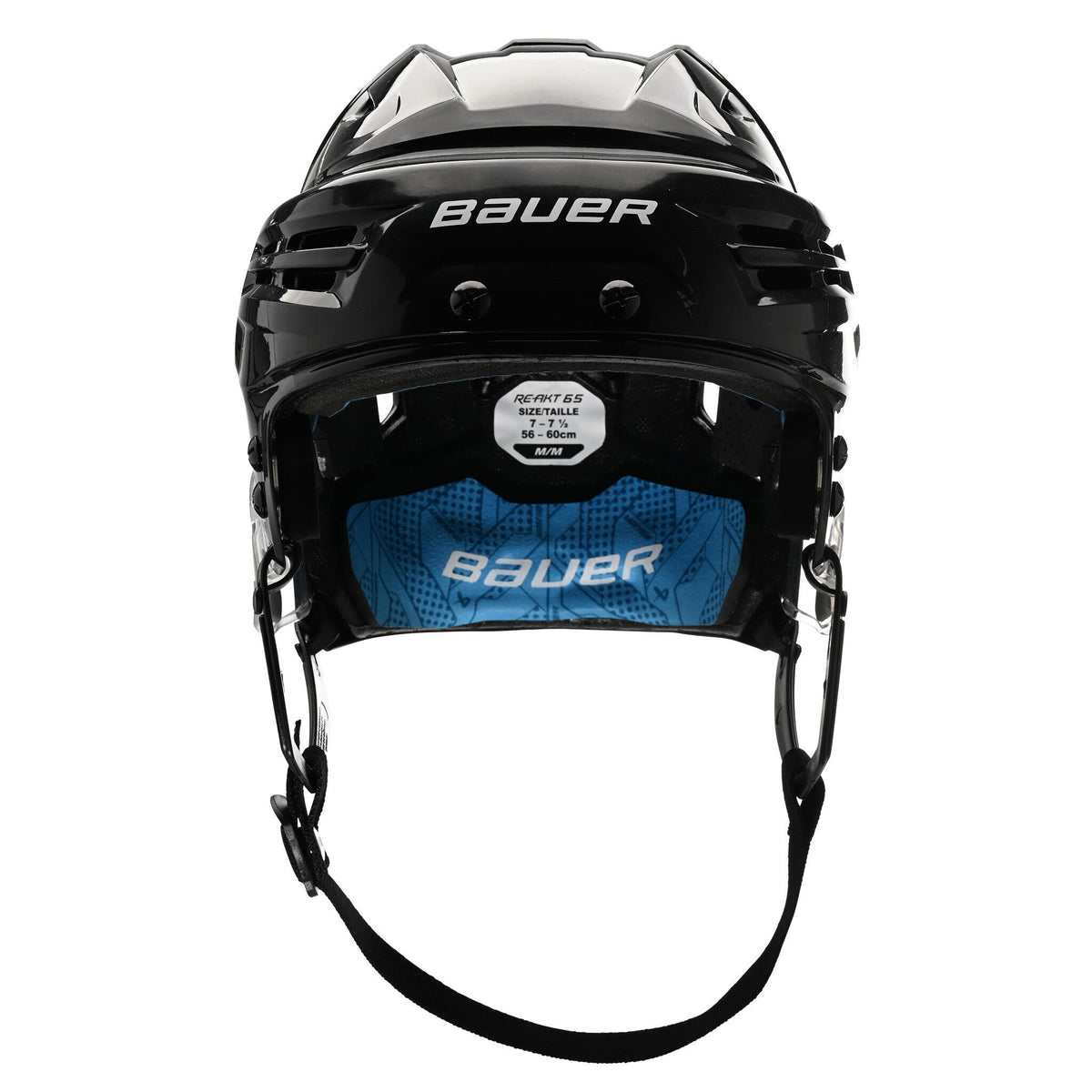 Bauer RE-AKT 65 senior hockey helmet in black, back view