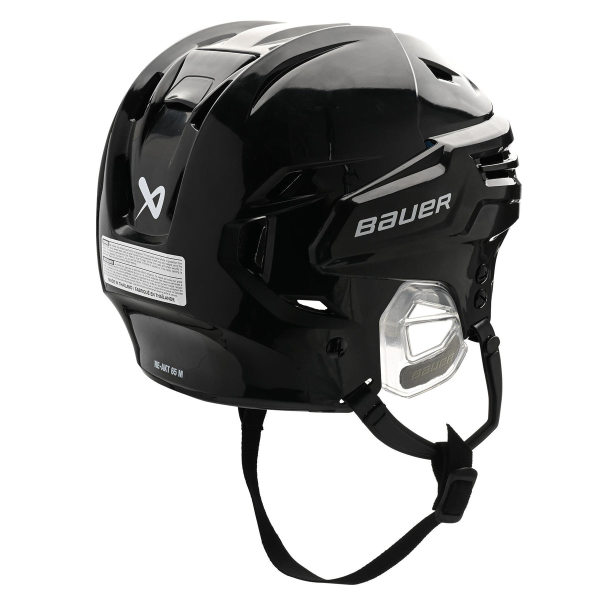 Bauer RE-AKT 65 senior hockey helmet in black, side view