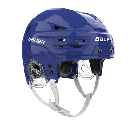 Bauer RE-AKT 90 senior hockey helmet in blue, front three-quarter view