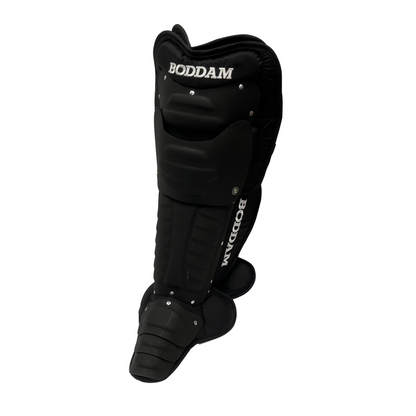 Boddam Lacrosse Goalie Leg Pads Cat 2 in Black on Black colorway - Sanderson Lacrosse