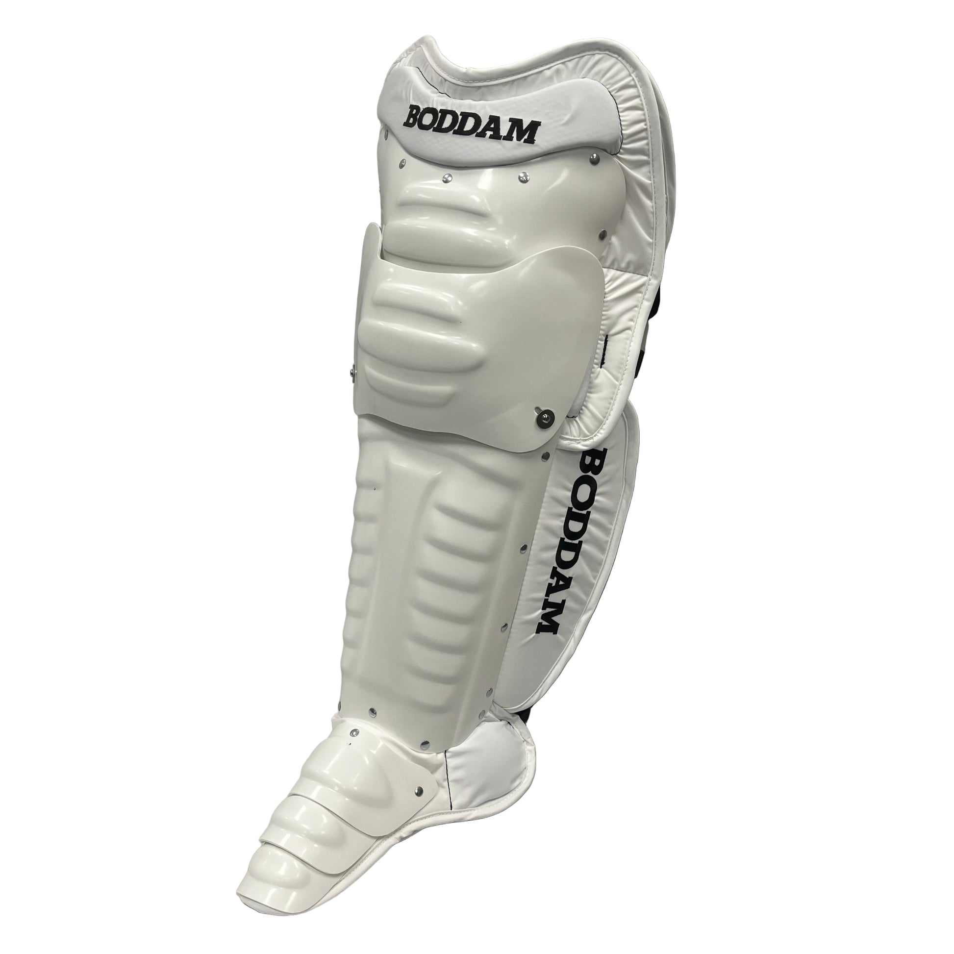 Boddam Lacrosse Goalie Leg Pads Cat 3 in White on White colorway - Sanderson Lacrosse