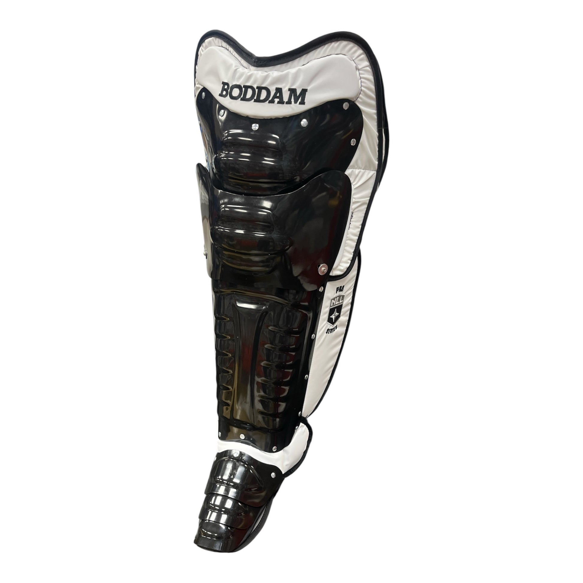 Boddam Lacrosse Goalie Leg Pads - lifestyle view showing full leg coverage - Sanderson Lacrosse