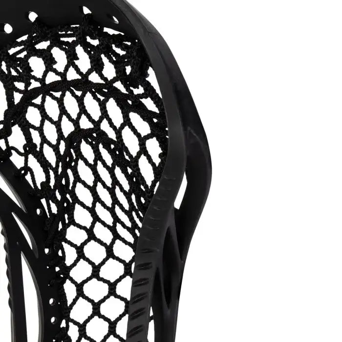 Close-up of a black brine edge lacrosse head on a white background