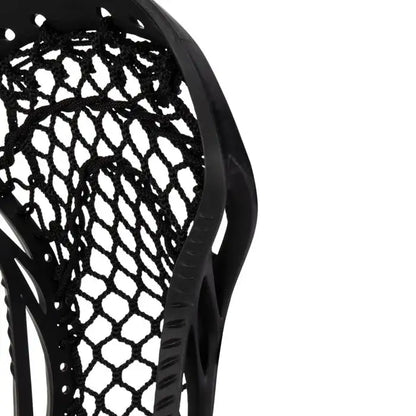 Close-up of a black brine edge lacrosse head on a white background