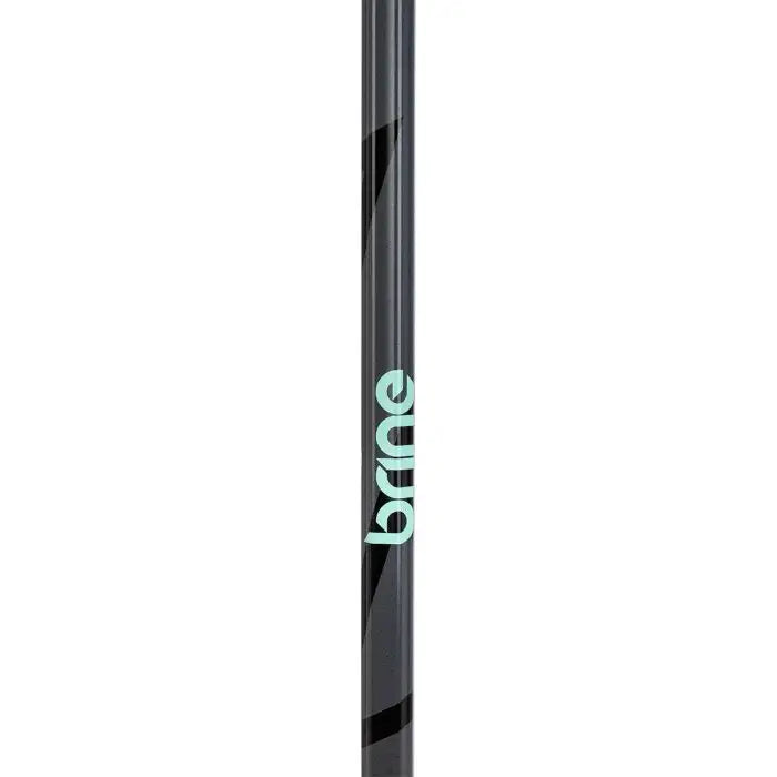 Black brine edge lacrosse shaft with 'brine' branding on a white background