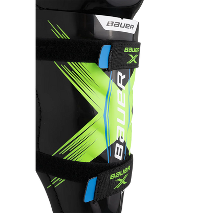Bauer X Hockey Shin Guard Youth – calf guard double strap detail – Sanderson Lacrosse