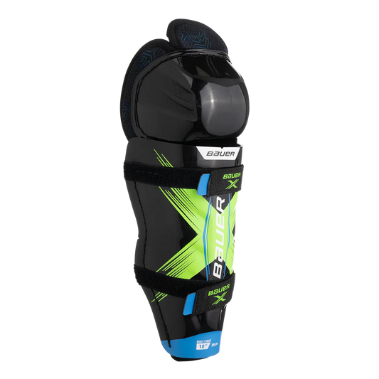 Bauer X Hockey Shin Guard Youth – catalog three-quarter front view – Sanderson Lacrosse