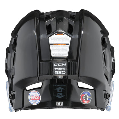 CCM Tacks 920 senior hockey helmet in black, back view