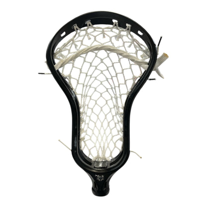 ECD DNA lacrosse head in black pre-strung with ECD 7 diamond mesh pocket