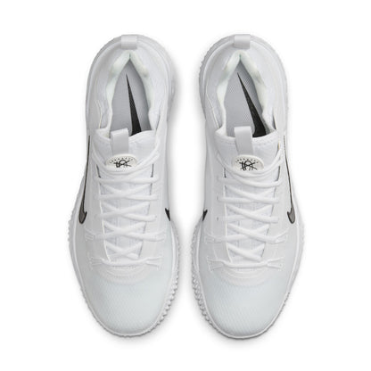 Nike Huarache 9 Elite Turf lacrosse shoes, White/White/Black (FN0310-101), top view of pair