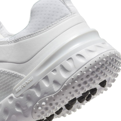 Nike Huarache 9 Elite Turf lacrosse shoes, White/White/Black (FN0310-101), close-up of heel and midsole