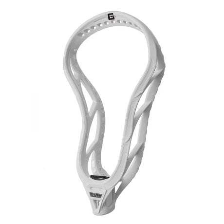 The Gait Mustang Lacrosse Head by Gait features a wide scoop, sidewall holes for easy stringing, and a subtle black logo at the top center. This lightweight attack head is photographed on a plain white background.