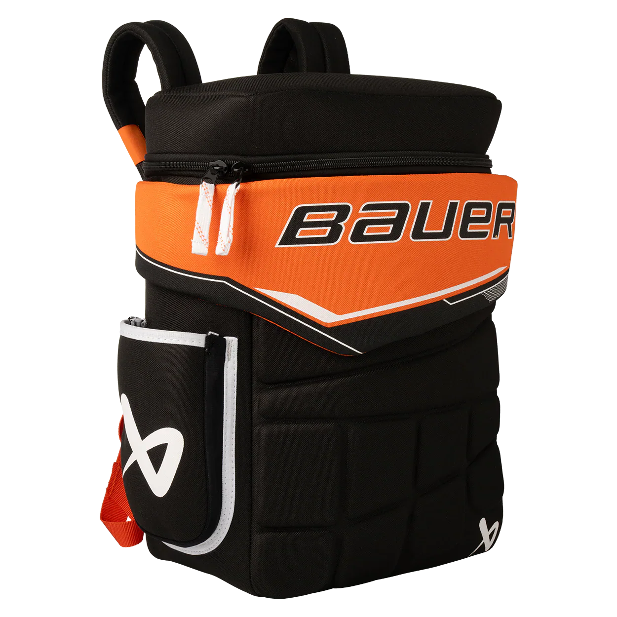 Bauer Hockey Glove Backpack Black Orange Flyers Edition – front view – Sanderson Lacrosse