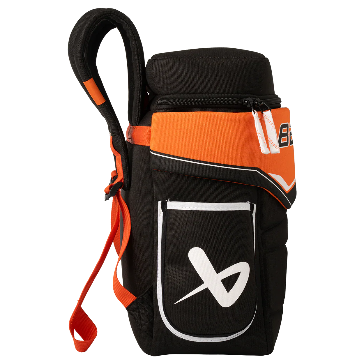 Bauer Hockey Glove Backpack Black Orange Flyers Edition – side view showing water bottle pocket – Sanderson Lacrosse
