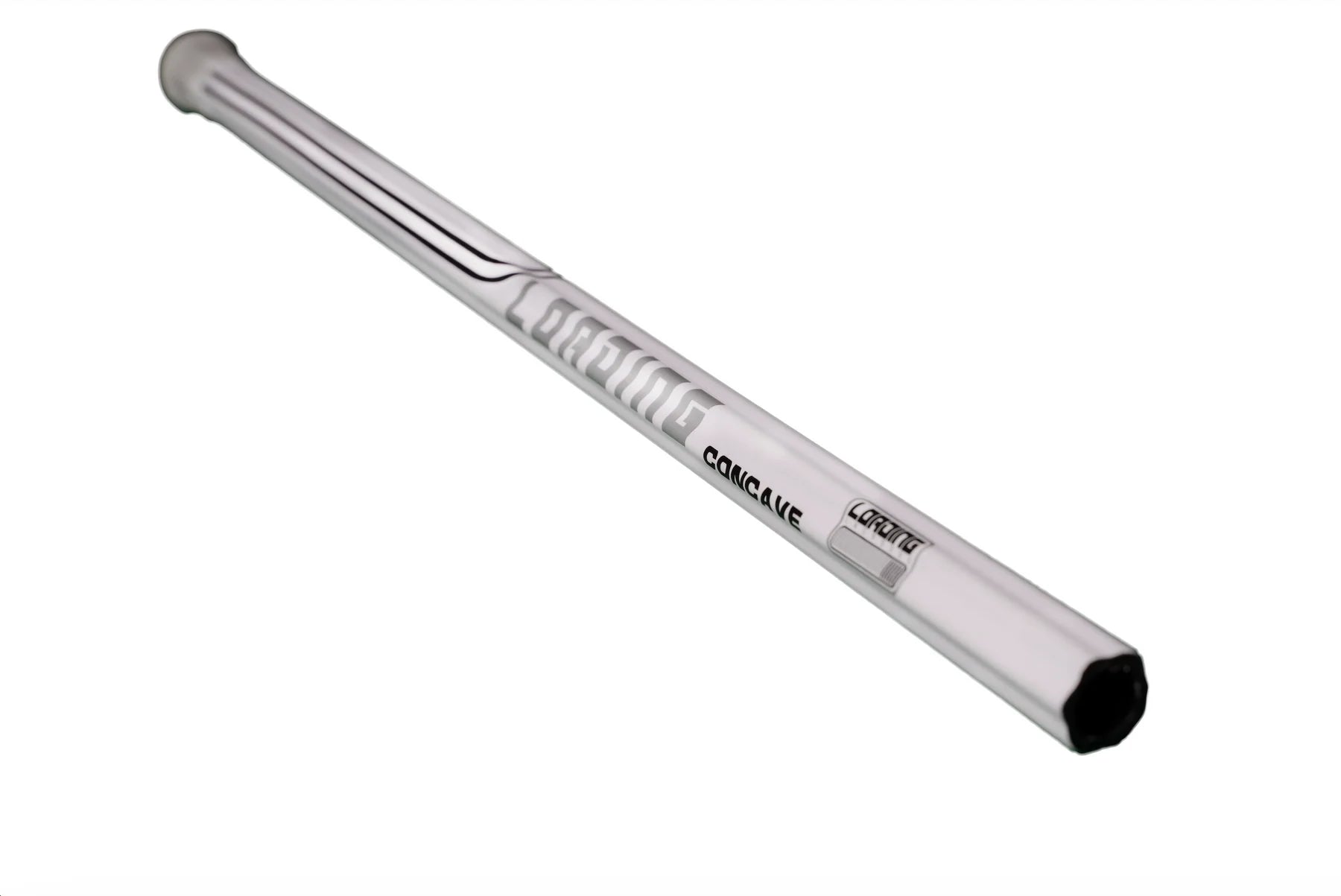 Angled view of Loading Concave Attack lacrosse shaft highlighting concave profile