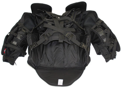 McKenney Extreme Pro 9500 Box Lacrosse Goalie Chest & Arms – back view showing harness straps and buckles – Sanderson Lacrosse