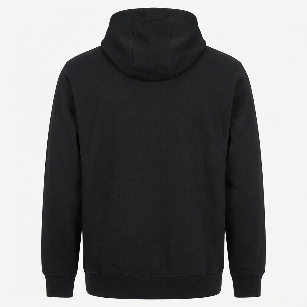 Nike Athletics Lacrosse Hoodie in Black - back view showing hoodie construction - Sanderson Lacrosse