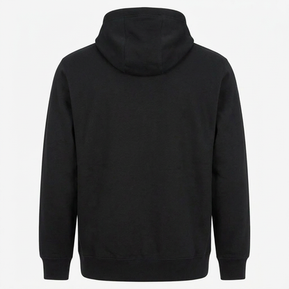 Nike Athletics Lacrosse Hoodie in Black - back view showing hoodie construction - Sanderson Lacrosse