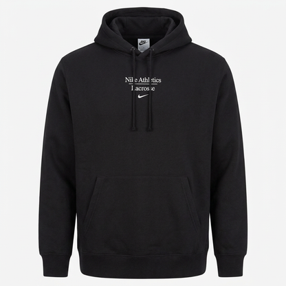 Nike Athletics Lacrosse Hoodie in Black - front hero view showing Nike Athletics Lacrosse graphic - Sanderson Lacrosse