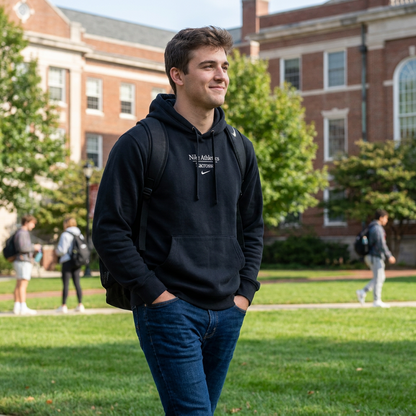 Nike Athletics Lacrosse Hoodie in Black - lifestyle campus wear styling - Sanderson Lacrosse