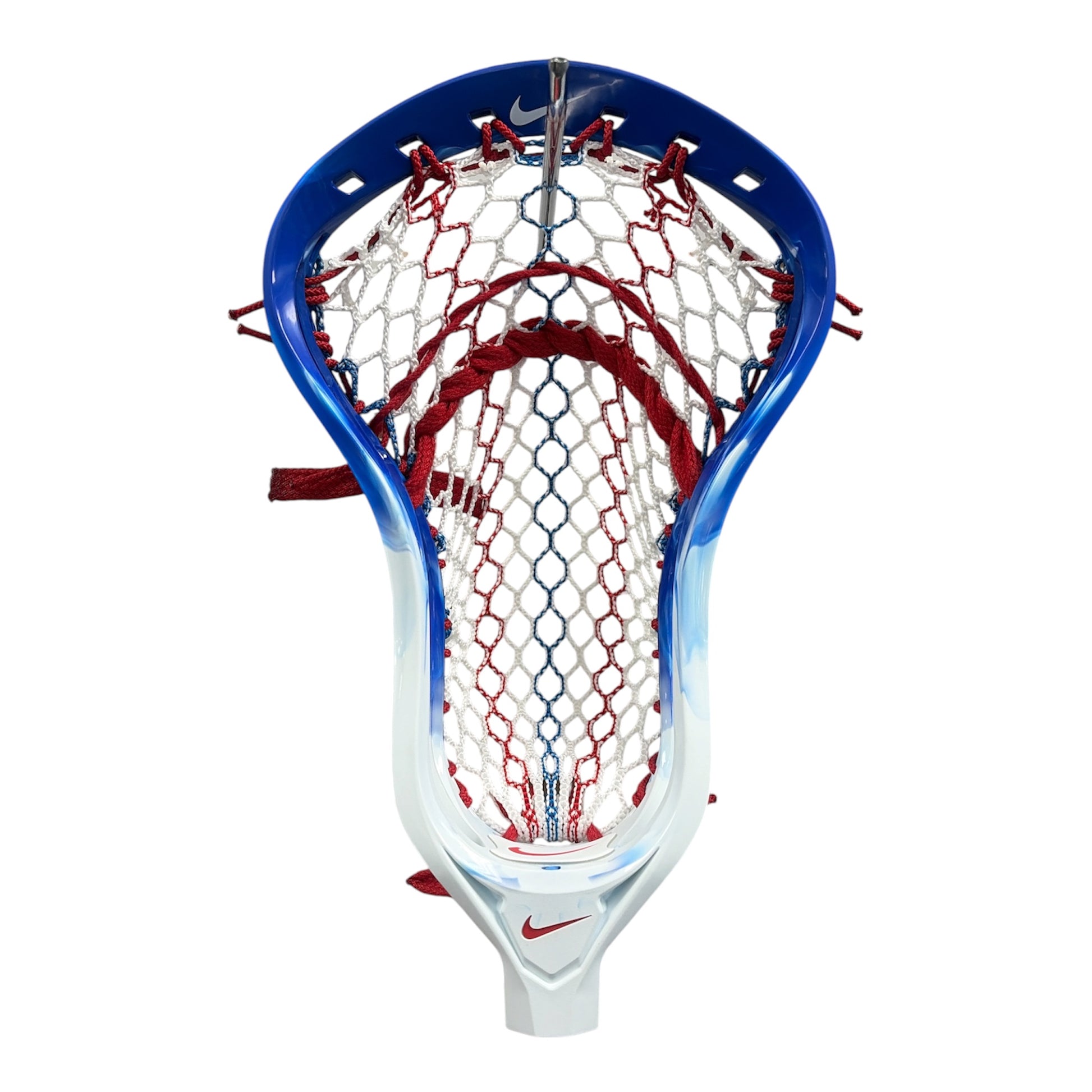 Nike L4 Lacrosse Head in Blue Marble Fade pre-strung with ECD Hero 4.0 USA 2026 semi-soft mesh - Sanderson Lacrosse