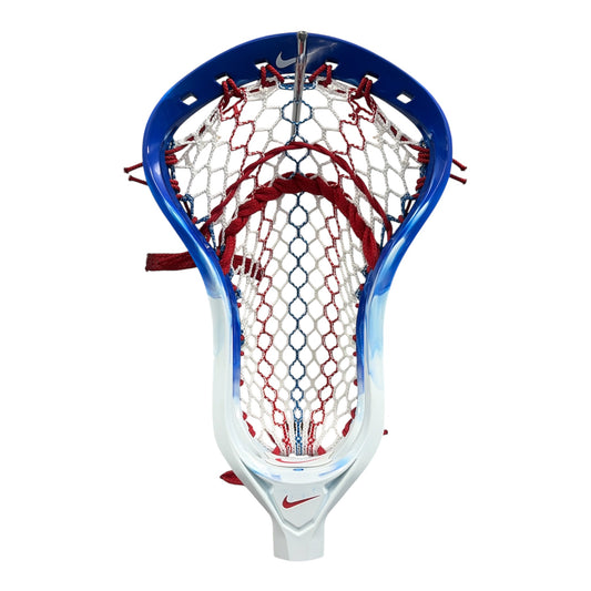 Nike L4 Lacrosse Head in Blue Marble Fade pre-strung with ECD Hero 4.0 USA 2026 semi-soft mesh - Sanderson Lacrosse
