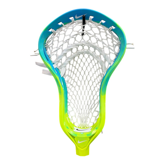 Nike L4 Lacrosse Head in Volt/Blue Marble limited edition colourway pre-strung with ECD Hero 4.0 semi-soft mesh - Sanderson Lacrosse