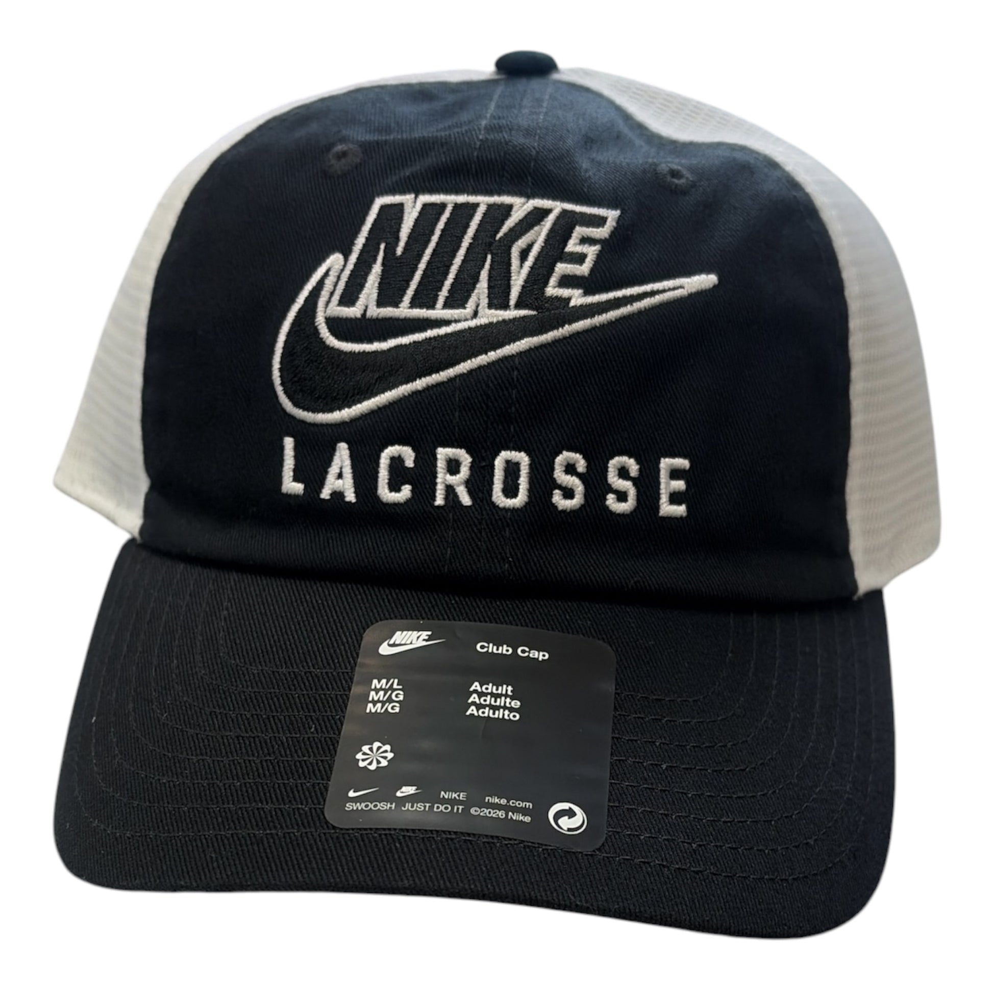 Nike Lacrosse Campus Cap in White - adjustable structured 6-panel hat - Sanderson Lacrosse