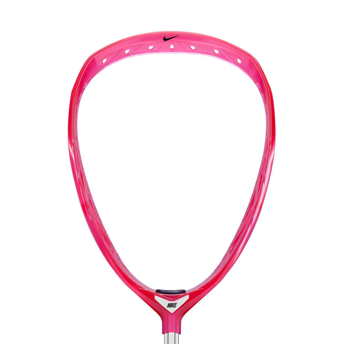 Nike Prime Elite goalie lacrosse head, unstrung, limited edition Hyperpink (Clear), front view